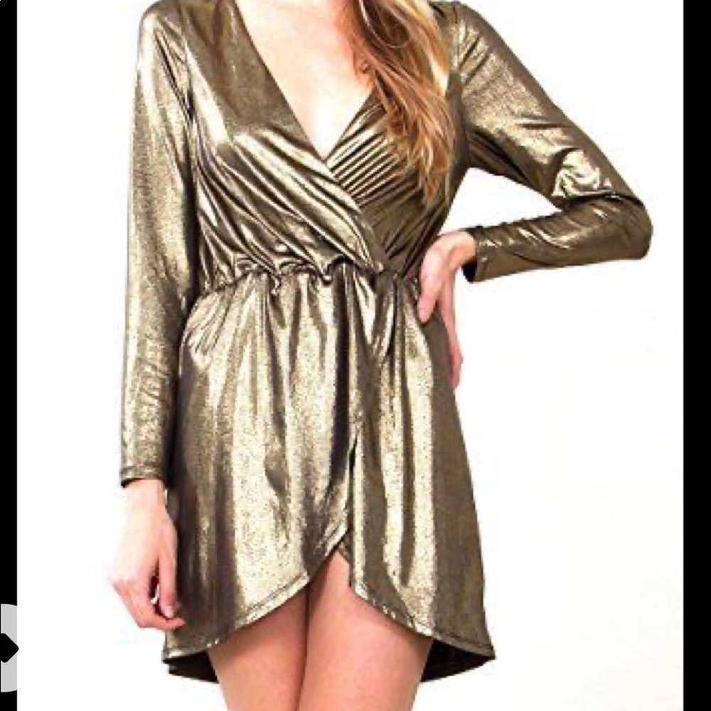 Sugar + Lips gold mini dress